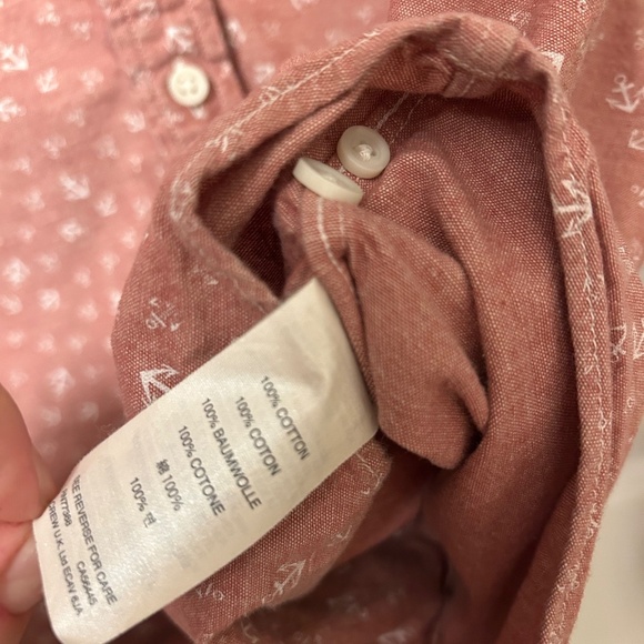 J Crew Men's Nautical Salmon Anchor Button Down Shirt Size Medium - Picture 4 of 7